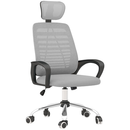 Ergonomic Mesh Office Chair with Adjustable Headrest and Lumbar Support - Grey