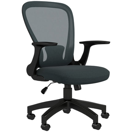 Ergonomic Mesh Office Chair with Flip-up Armrest and Lumbar Support - Grey