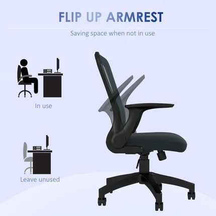 Ergonomic Mesh Office Chair with Flip-up Armrest and Lumbar Support - Grey