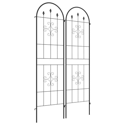 Metal Garden Trellis Set of 2 with Arrow Design 180x50cm for Climbing Plants - Black