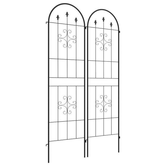 Metal Garden Trellis Set of 2 with Arrow Design 180x50cm for Climbing Plants - Black