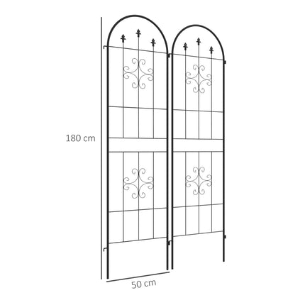 Metal Garden Trellis Set of 2 with Arrow Design 180x50cm for Climbing Plants - Black