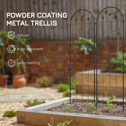 Metal Garden Trellis Set of 2 with Arrow Design 180x50cm for Climbing Plants - Black