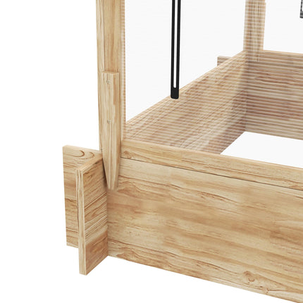 Outdoor Raised Garden Bed with Cold Frame Greenhouse Wooden Elevated Planter Box - Natural