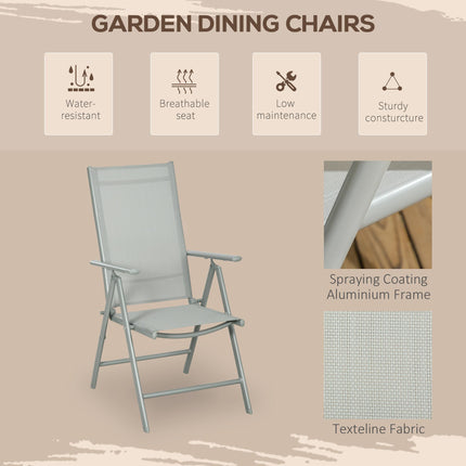 7 Piece Garden Dining Set with Reclining Chairs and Tempered Glass Table - Grey