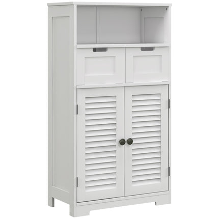 Freestanding Bathroom Storage Cabinet with Adjustable Shelf and Drawers - White