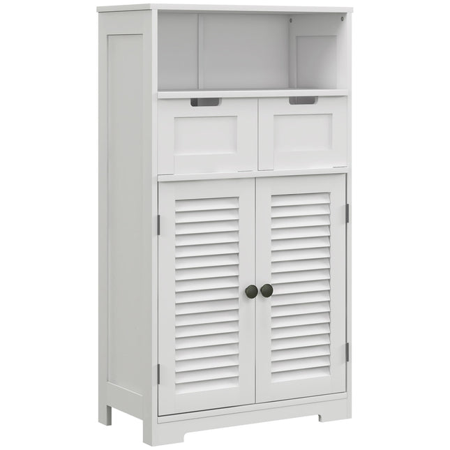 Freestanding Bathroom Storage Cabinet with Adjustable Shelf and Drawers - White