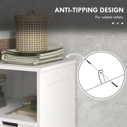 Freestanding Bathroom Storage Cabinet with Adjustable Shelf and Drawers - White