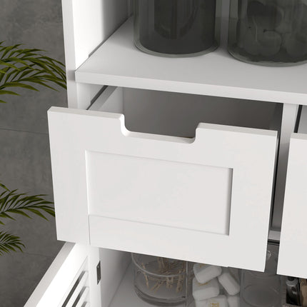 Freestanding Bathroom Storage Cabinet with Adjustable Shelf and Drawers - White