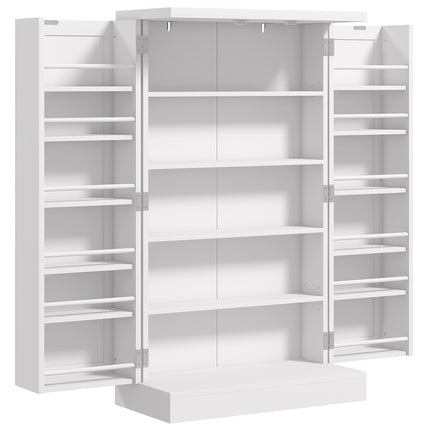 Freestanding Multi-Storage Kitchen Cupboard with Adjustable Shelves - White