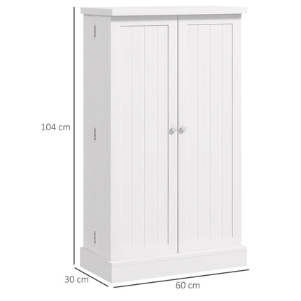 Freestanding Multi-Storage Kitchen Cupboard with Adjustable Shelves - White