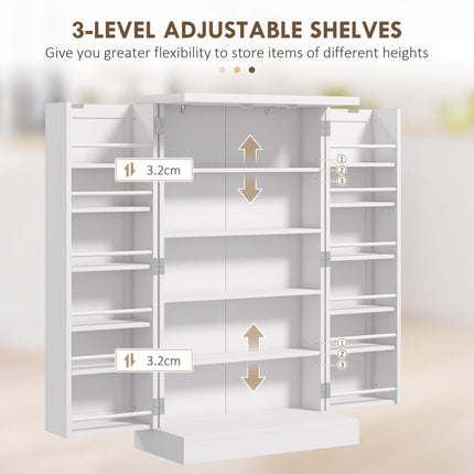 Freestanding Multi-Storage Kitchen Cupboard with Adjustable Shelves - White