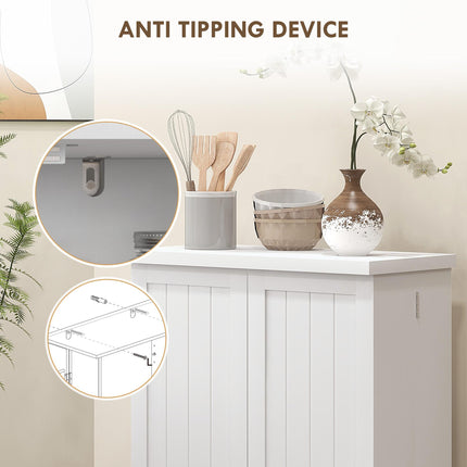 Freestanding Multi-Storage Kitchen Cupboard with Adjustable Shelves - White