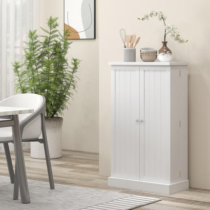 Freestanding Multi-Storage Kitchen Cupboard with Adjustable Shelves - White