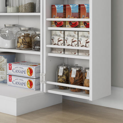 Freestanding Multi-Storage Kitchen Cupboard with Adjustable Shelves - White