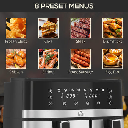 8.5L Dual Basket Air Fryer with Sync Cooking - Black