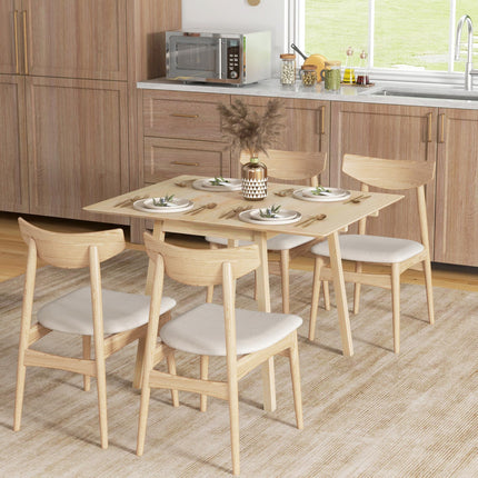 Wooden Four-Seater Drop Leaf Dining Table - Natural Finish