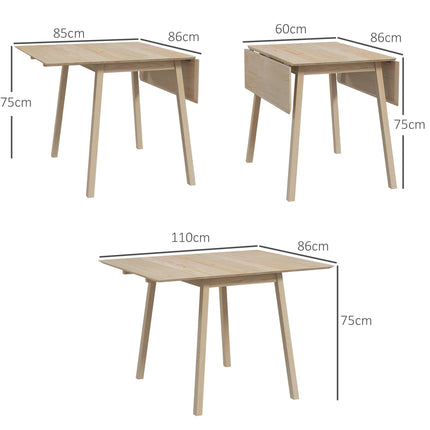 Wooden Four-Seater Drop Leaf Dining Table - Natural Finish
