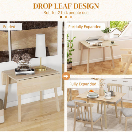 Wooden Four-Seater Drop Leaf Dining Table - Natural Finish