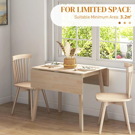 Wooden Four-Seater Drop Leaf Dining Table - Natural Finish