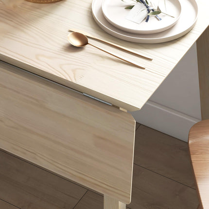 Wooden Four-Seater Drop Leaf Dining Table - Natural Finish