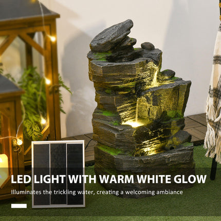 Garden Solar-Powered Water Feature with LED Lights - Dark Grey