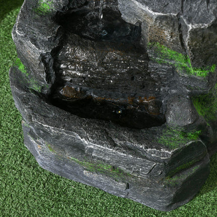 Garden Solar-Powered Water Feature with LED Lights - Dark Grey