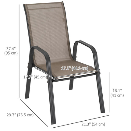 Set of 4 Stackable Outdoor Dining Chairs with Mesh Fabric - Grey