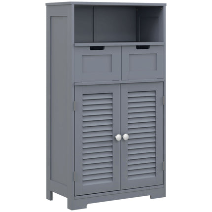 Freestanding Bathroom Storage Cabinet with Adjustable Shelf and Drawers - Grey