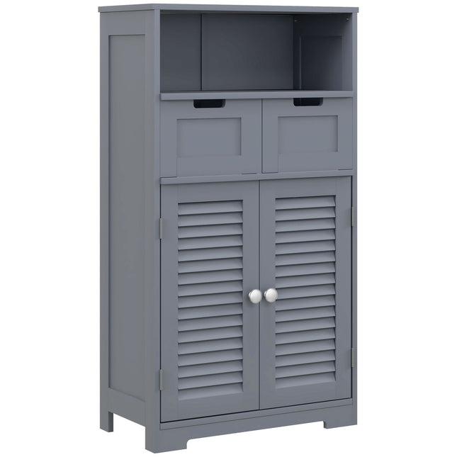Freestanding Bathroom Storage Cabinet with Adjustable Shelf and Drawers - Grey
