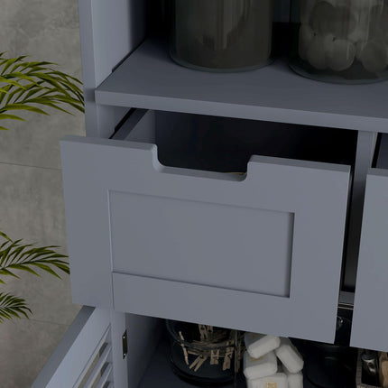 Freestanding Bathroom Storage Cabinet with Adjustable Shelf and Drawers - Grey