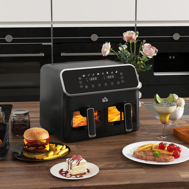 8L Dual Basket Air Fryer, 80-200‚ÑÉ Air Fryer Oven with 2 Baskets and Sync Funct