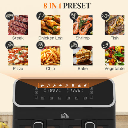 8L Dual Basket Air Fryer, 80-200‚ÑÉ Air Fryer Oven with 2 Baskets and Sync Funct