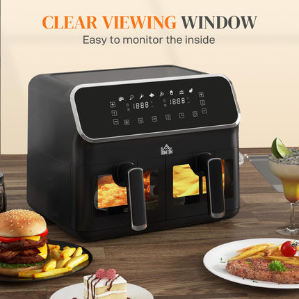 8L Dual Basket Air Fryer, 80-200‚ÑÉ Air Fryer Oven with 2 Baskets and Sync Funct