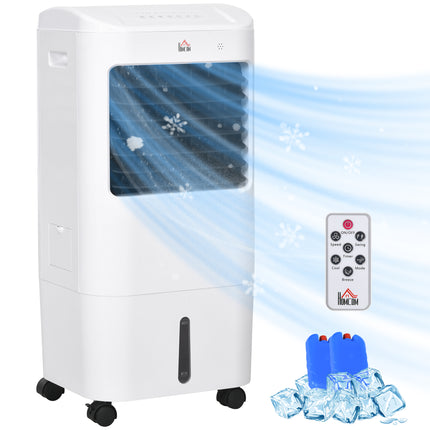Portable 15L Evaporative Air Cooler with Oscillation, Remote & Timer - White Black