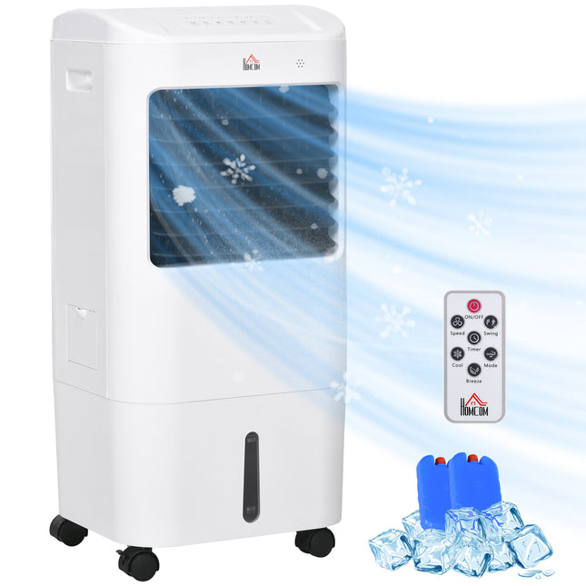 Portable 15L Evaporative Air Cooler with Oscillation, Remote & Timer - White Black