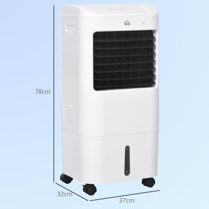 Portable 15L Evaporative Air Cooler with Oscillation, Remote & Timer - White Black