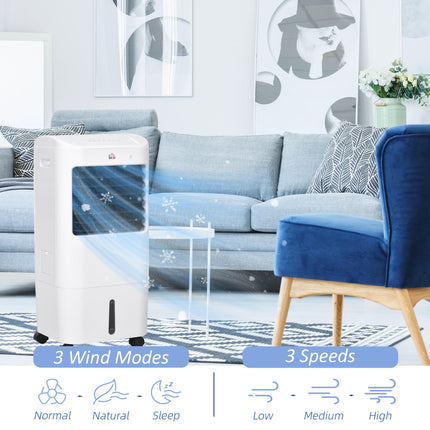 Portable 15L Evaporative Air Cooler with Oscillation, Remote & Timer - White Black