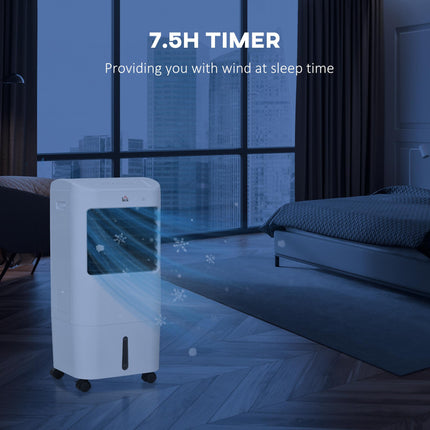 Portable 15L Evaporative Air Cooler with Oscillation, Remote & Timer - White Black