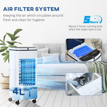 3-in-1 Portable Evaporative Air Cooler with Timer & Remote Control - White