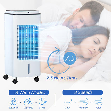 3-in-1 Portable Evaporative Air Cooler with Timer & Remote Control - White