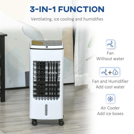3-in-1 Portable Evaporative Air Cooler with Timer & Remote Control - White