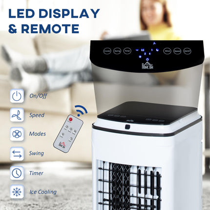 3-in-1 Portable Evaporative Air Cooler with Timer & Remote Control - White