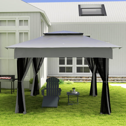 BBQ Rotisserie Charcoal Grill Roaster with 3-Level Grill Grate & Side Shelves - Black Silver