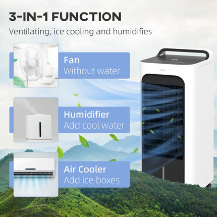 Powerful Room Air Cooler with Ice Packs and Remote Control - White
