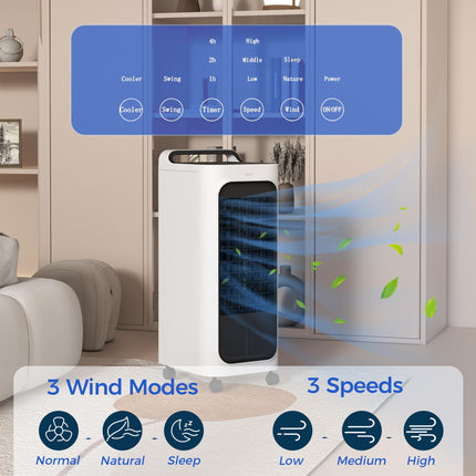 Powerful Room Air Cooler with Ice Packs and Remote Control - White