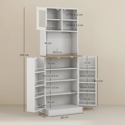 Two-Part Kitchen Storage Cabinet - White