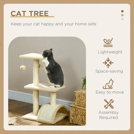 72cm Multi-Level Cat Tree with Scratching Post and Pad for Indoor Cats - Cream White