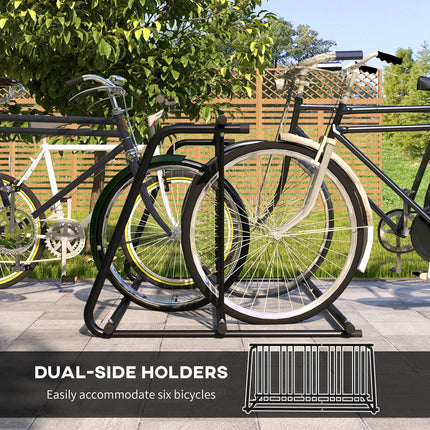 Bike Stand, Double-sided Bike Rack Floor Stand for 6 Bicycles, Kids/Mountain/Roa