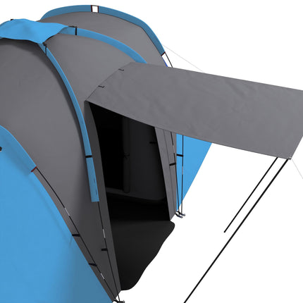 Large 4-6 Man Tunnel Camping Tent with 2 Bedrooms - Blue